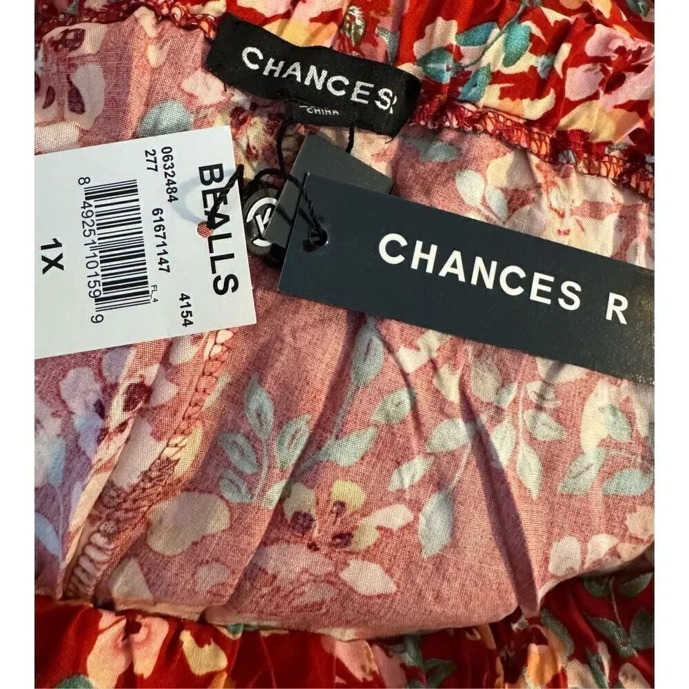 CHANCES R 1X RED FLORAL Women's Skirt - Picture 8 of 9
